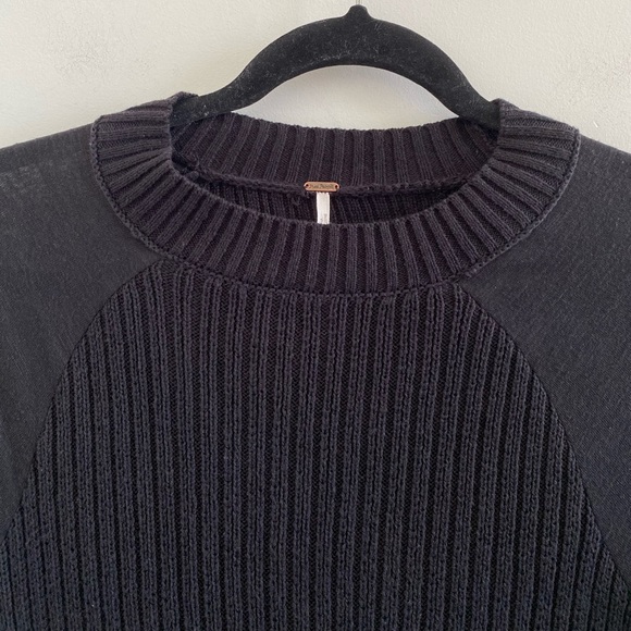 Free People Black Zou Bisou Ribbed Knit Bell Sleeve Sweater Dress Size Small - Picture 5 of 11